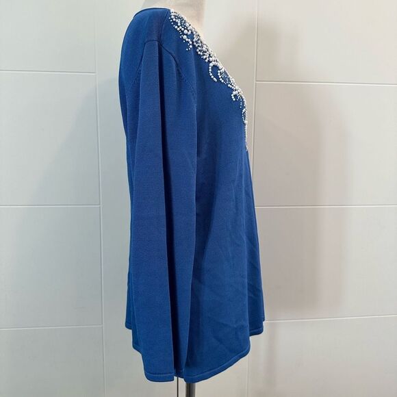 NWT Jones New York Blue Embellished Long Sleeve Blouse XL - Picture 2 of 5